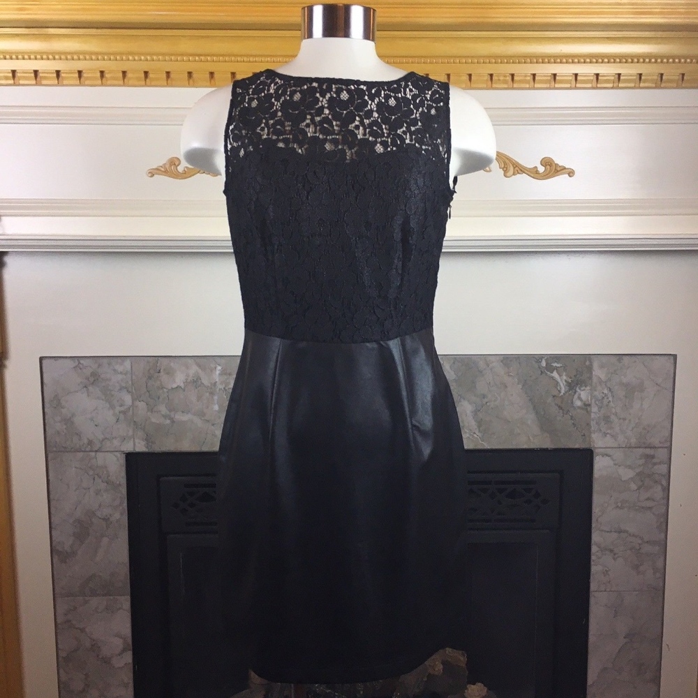 JACK BB Dakota 0 Black Lace Faux Leather Dress